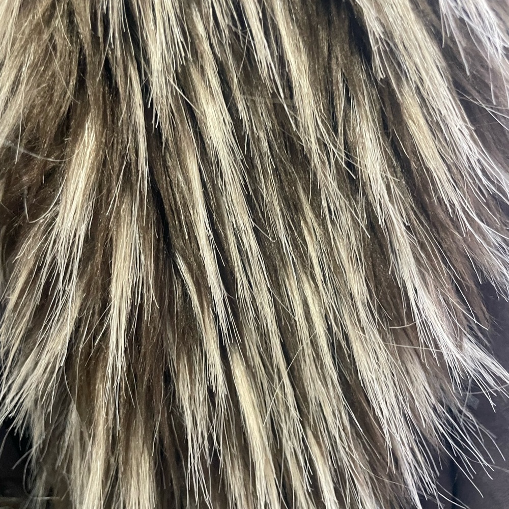 Brown INC Long coat jacket with faux fur trim XL - Picture 3 of 4